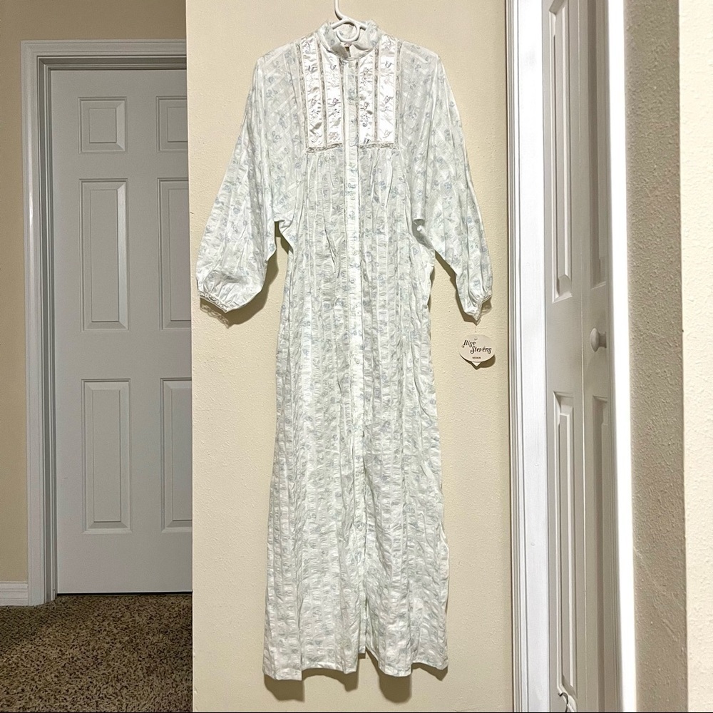 NWT ILISE STEVENS Renaissance Cotton Poplin  nightgown blue floral size M